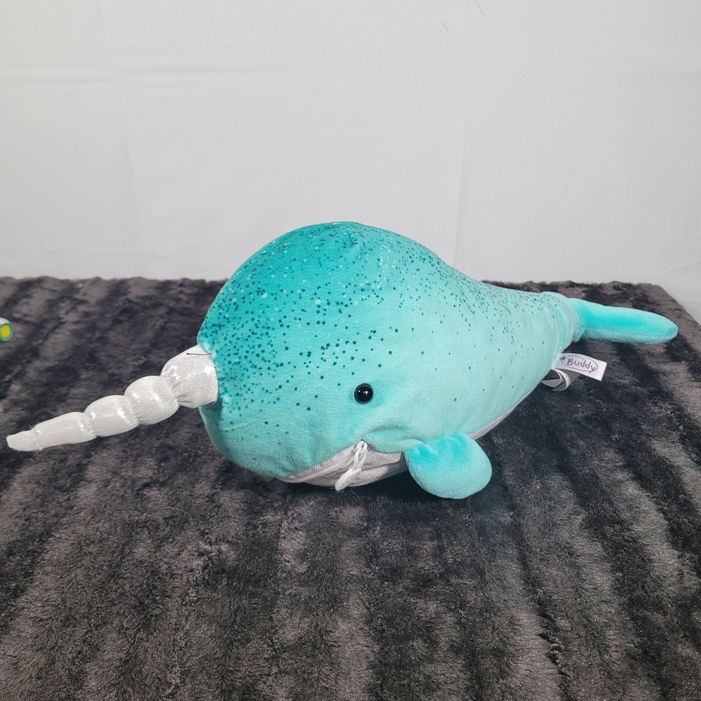 Scentsy Buddy Narwhal Plush Teal Blue Silver Shimmer Scent Pak Pocket Toy